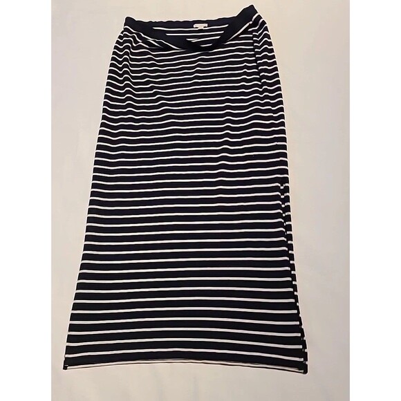 GAP Women's Pregnancy Maxi Skirt B & W Striped Stretch  Size L Linen  Splits - Picture 1 of 6